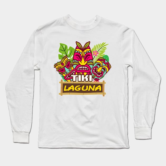 Tiki Laguna Long Sleeve T-Shirt by PODOMORO